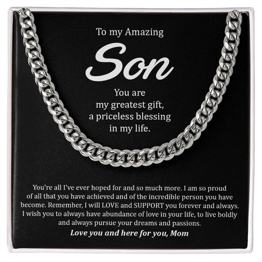To My Amzing Son - Cuban Link Chain